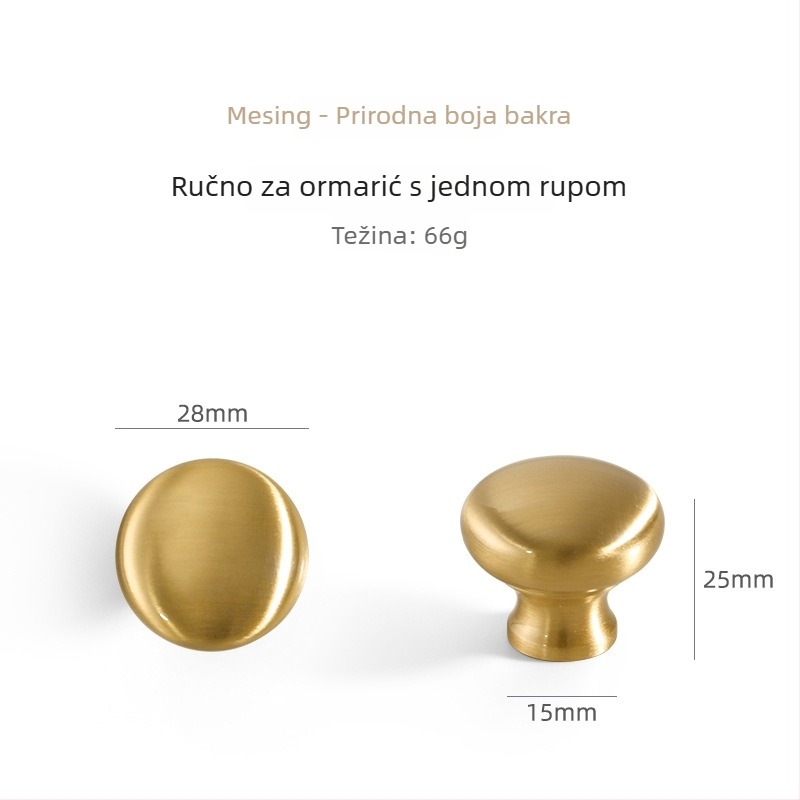 G18 ručka za namještaj s jednom rupom, francuskog stila, od mesinga, za garderobu/ormar/vrata/ladicu, završna obrada glazirana