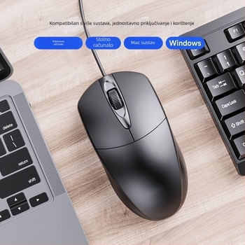 Optički žični USB miš s 2 tipke, M2, pogodan za poslovne potrebe/urede i prijenosna računala