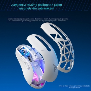 Titanium TSG809 Bežična gaming miš s Bluetooth dvostrukim načinom (2.4G + Bluetooth), punjiva, DPI 10000, 7 tipki, USB sučelje