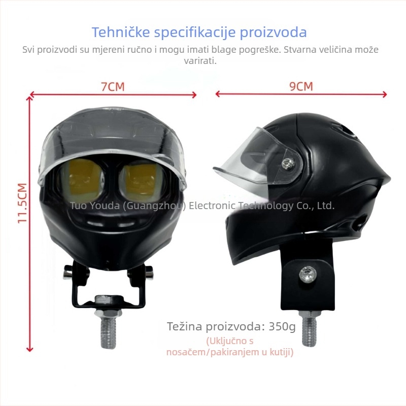 Kaciga-stil LED prednje svjetlo za motocikl — dvobojni izlaz, aluminijska legura, 12–80V, 3900 lm, IP68, 22.5 W