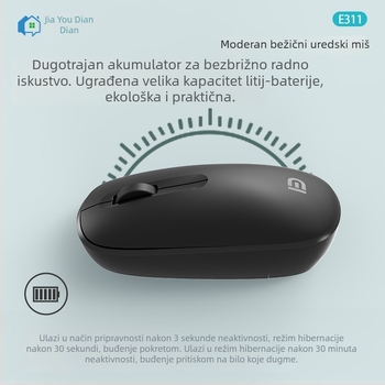 Fox E311 bežični miš s 2 tipke, optički senzor, ergonomski dizajn, 80 g, za ured