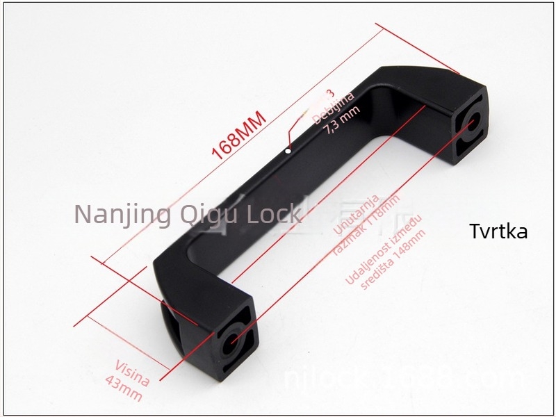 Qigu četverokutna najlonska plastična ručica za strojeve - modeli C90/C120/C180; Materijal: inženjerska plastika; Namjena: elektromehanička oprema, električne kutije, ormari i stroje