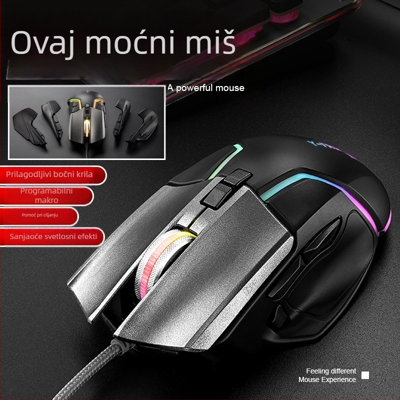 Y2 gaming optička miš, 8 programabilnih tipki, 7200 DPI, šest razina prilagodljive rezolucije, USB žičano povezivanje