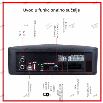 DSP auto audio pojačalo s integriranim subwooferom i aluminijskim kućištem, težina 2.95, napon 10-16V, SNR > 102 dB