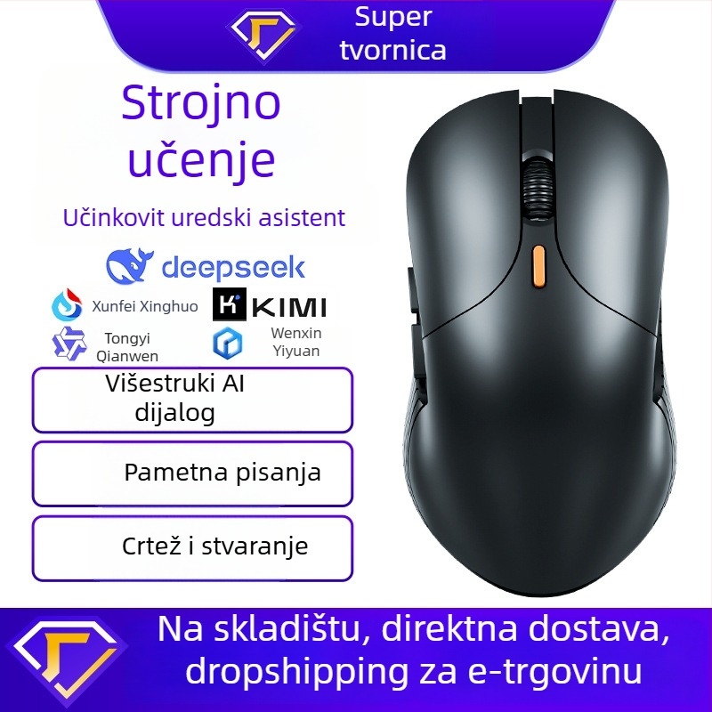 M5 AI trojomodni bežični optički miš, 4000 DPI, 6 tipki, USB prijemnik, 2.4G/Bluetooth, ergonomski