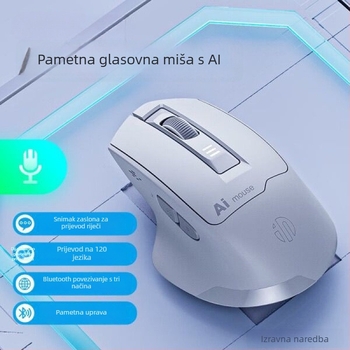 Bežičana miš s glasovnim upravljanjem, 1600dpi optička rezolucija, napajanje putem punjenja, tih rad, glasovno tipkanje, Bluetooth dvostruki režim