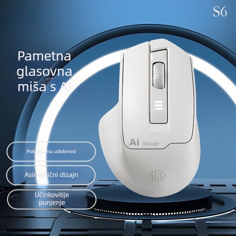 Bežičana miš s glasovnim upravljanjem, 1600dpi optička rezolucija, napajanje putem punjenja, tih rad, glasovno tipkanje, Bluetooth dvostruki režim