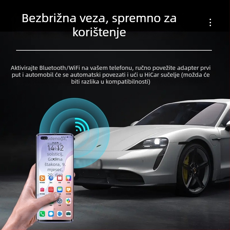 Bežični CarPlay adapter s HiCar integracijom (Model Y3+, Marka Junfu, 5.0V, 0.25W)