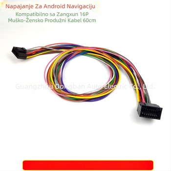 Proširni kabel s 16 pinova za Zhongxun javnu verziju Android navigacijske velike zaslonske jedinice – 16-pinski muški i ženski konektor, 12V, plast+metal