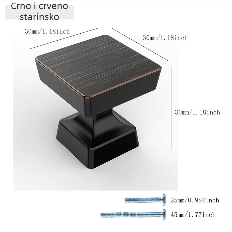 Mat crne ručke za kuhinjske ormariće, komode i ladice, od cinkovog zlitka