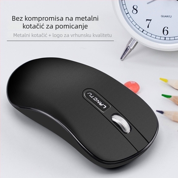 Tiha bežična miša s mogućnošću punjenja, 1200 DPI, 2.4G USB, ergonomski dizajn, Model T2