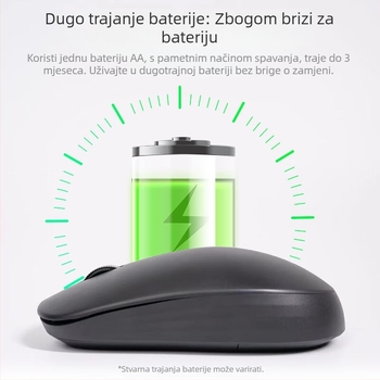 Lenovo bežična miša M100, optički senzor 1200dpi, USB, 2,4 GHz, 2 tipke, dodirni kotačić za pomicanje