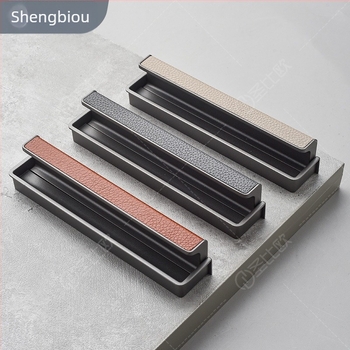 Drška za vrata garderobe i ladice – kožna obloga, cinkova legura, model 6609, talijanski minimalistički stil