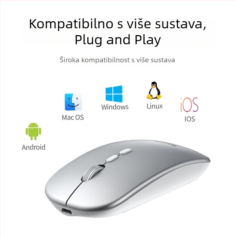 Yesido bežični miš KB15, 5 tipki, fotoelektrični senzor, tiho djelovanje, Plug-and-Play