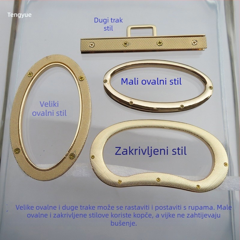 Metalni držač ručke torbe – jaje-oblika oval, ravna šipka, veliki prsten, za žene