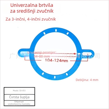 Univerzalni nosač zvučnika za automobil s plastičnim središnjim podloškom i brtvom za srednjetonski zvučnik