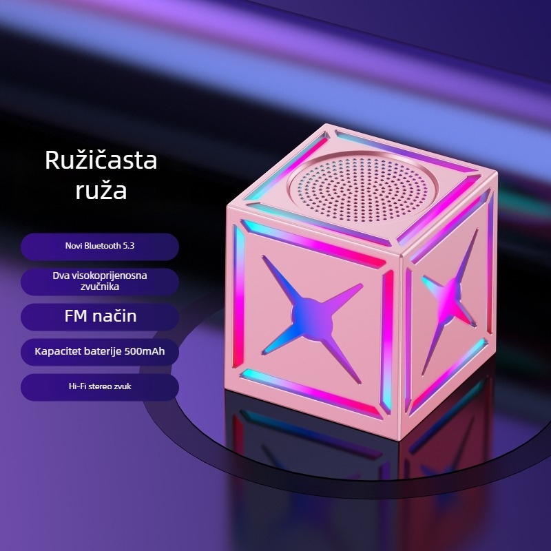 Prijenosni vanjski Bluetooth zvučnik 5W, Bluetooth 5.0, ugrađena baterija 800–1000mAh, frekvencijski raspon 100Hz–20kHz, SNR ≥70dB