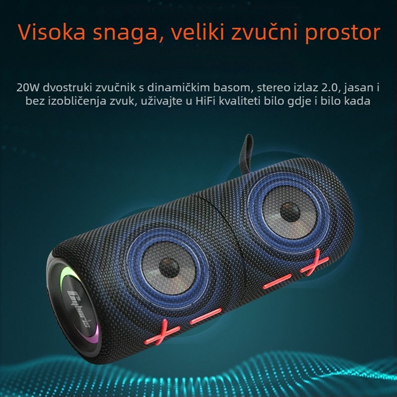 Prijenosni Bluetooth zvučnik s magnetnim dizajnom – Bluetooth 5.0, 20W, IPX6, 100 Hz–20 kHz, ugrađena baterija 2000–4000 mAh