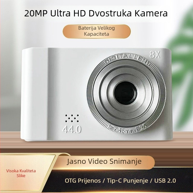 Studentska digitalna kamera s retro CCD-om, prijenosna, memorijska kartica, rezolucija ≤1 MP, ABS kućište, trajanje baterije 0–1 h, funkcije: fotografija, video, tajmer, igra