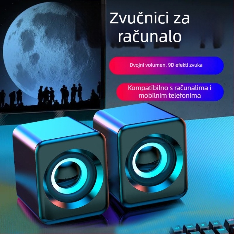 Stolni računala zvučnici, 2 zvučnika, USB napajanje, 3.5 mm ulaz, Bluetooth 5.0, raspon frekvencija 100 Hz–20 kHz