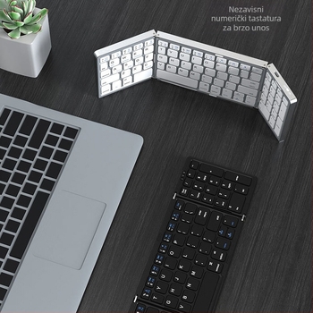 Castkey B089 Sklopiva Bluetooth tipkovnica s 81 tipkami i numeričkim keypadom, bežična, kompatibilna sa tri operacijska sustava, ABS kućište