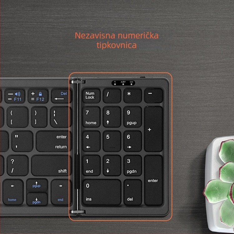 Castkey B089 Sklopiva Bluetooth tipkovnica s 81 tipkami i numeričkim keypadom, bežična, kompatibilna sa tri operacijska sustava, ABS kućište