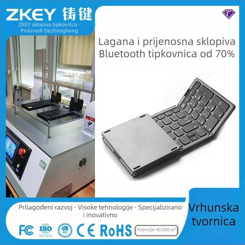 Castkey B089 Sklopiva Bluetooth tipkovnica s 81 tipkami i numeričkim keypadom, bežična, kompatibilna sa tri operacijska sustava, ABS kućište