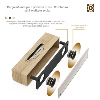 Drveni stolni Bluetooth zvučnik sa dva zvučnika, 16W, BT 5.3, 100 Hz–20 kHz, domet 10 m