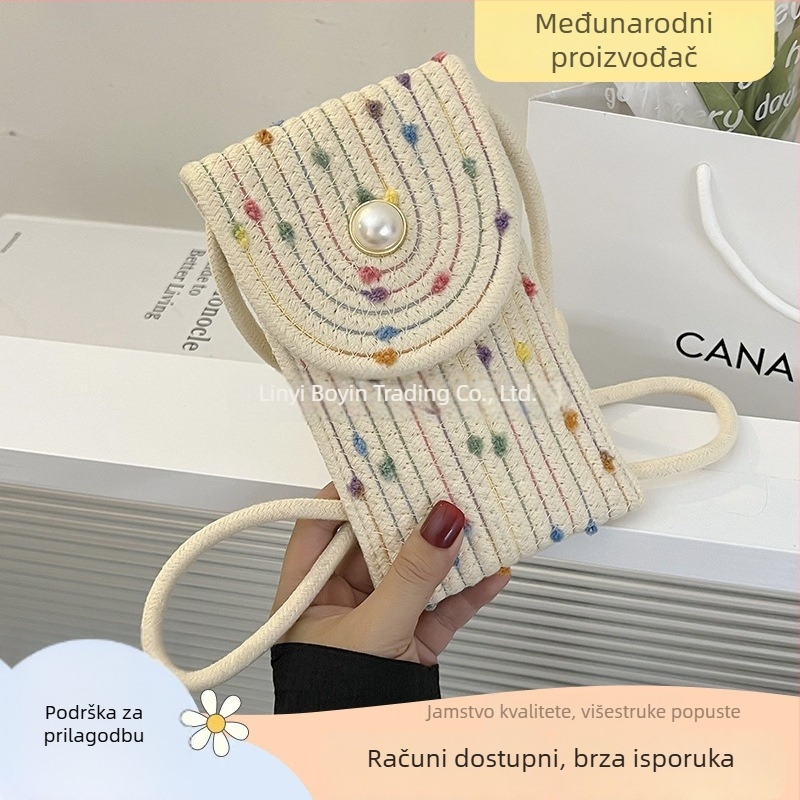 Torba za mobitel – svježa i slatka, pamuk, uspravnog kvadratnog oblika, s poklopcem, unutarnji džepovi za mobitel i identifikacijsku karticu