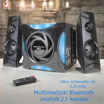 Računalni zvučnici 2.1, izlaz 60W, Bluetooth 5.2, USB reprodukcija, slot za karticu