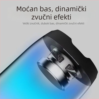 Bluetooth zvučnik s RGB osvježenjem, ugrađena baterija, Bluetooth 5.3, 40 Hz–20 kHz, SNR ≥70 dB