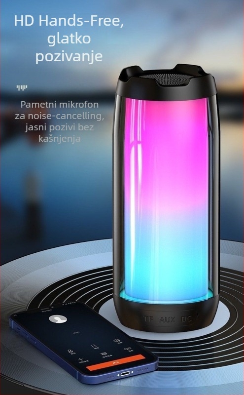 Bluetooth zvučnik s RGB osvježenjem, ugrađena baterija, Bluetooth 5.3, 40 Hz–20 kHz, SNR ≥70 dB