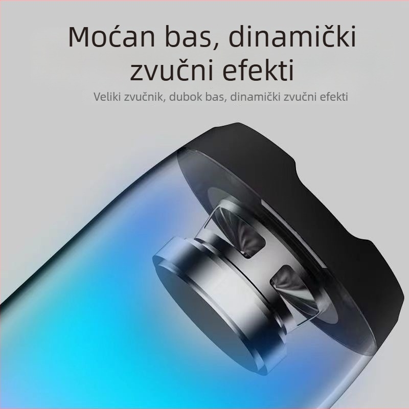 Bluetooth zvučnik s RGB osvježenjem, ugrađena baterija, Bluetooth 5.3, 40 Hz–20 kHz, SNR ≥70 dB