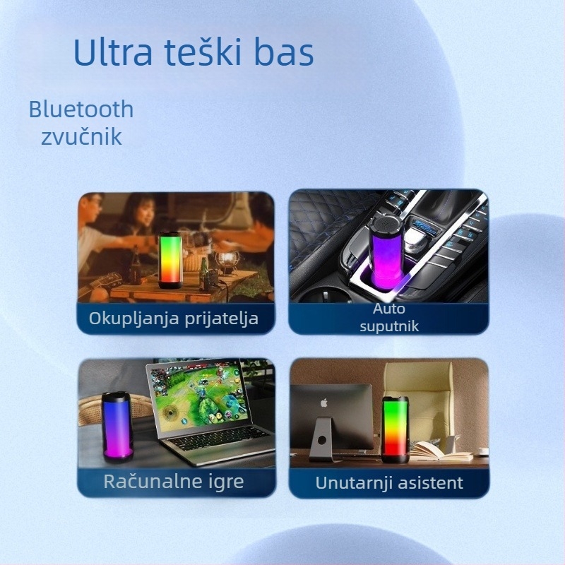 Bluetooth zvučnik s RGB osvježenjem, ugrađena baterija, Bluetooth 5.3, 40 Hz–20 kHz, SNR ≥70 dB
