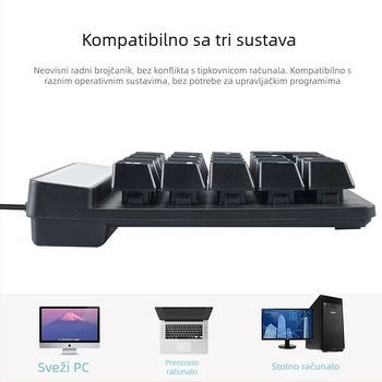 Žičana numerička tipkovnica, 19 tipki, USB, X-frame tehnologija, vodootporna