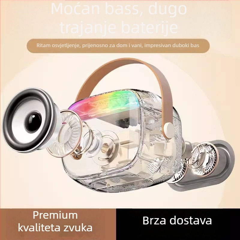 Bluetooth zvučnik s integriranim i odvojivim mikrofonom za kućnu i vanjsku upotrebu — 5W, Bluetooth 5.3, 100Hz–20kHz, domet 10m, ugrađena baterija 1000–1200mAh