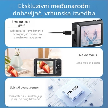 CCD digitalna kamera s 16x digitalnim zumom, prenosno 5K snimanje za kućnu upotrebu i studente