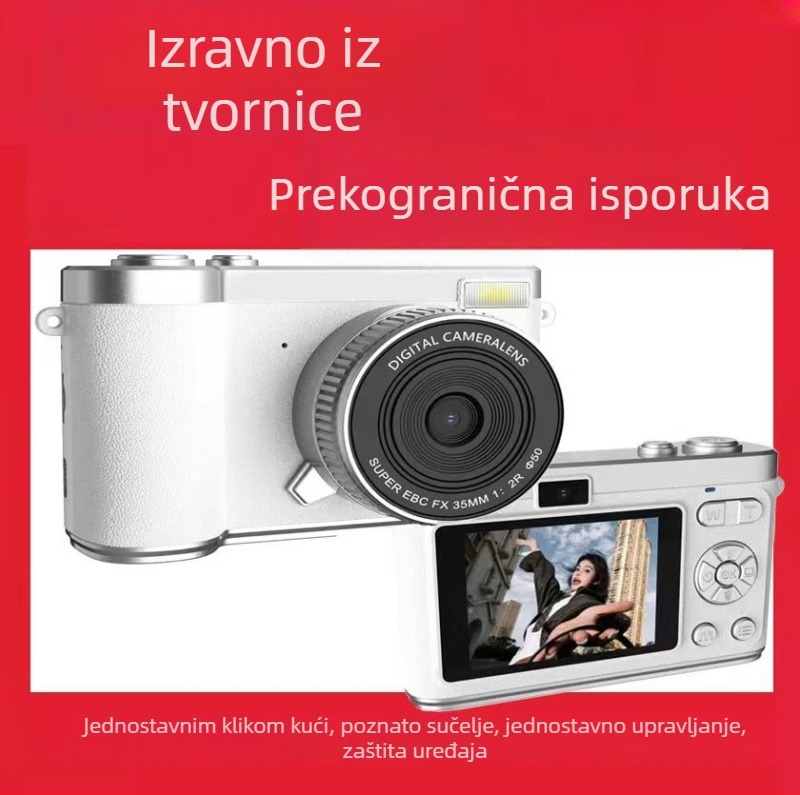 CCD digitalna kamera s dvostrukim objektivom, 8x optični zum, 2,4-inčni LCD, 1080p, MicroSD Pohrana, noćno snimanje