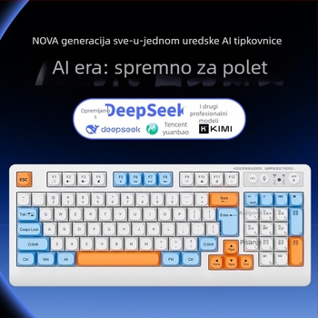 AI pametna tipkovnica sa tri načina: USB-C žična, 2.4G bežična, Bluetooth – 104 tipke, ergonomska, prilagodba OEM/ODM