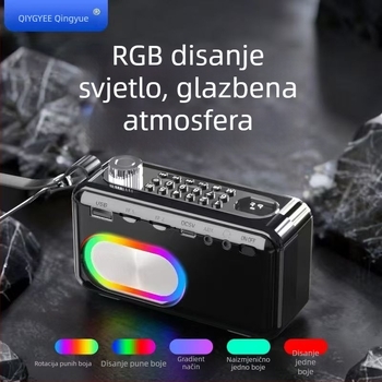 Qingyue S26 Bluetooth zvučnik s dvostrukim Hi‑Fi pogonima, izlaz 10W, ugrađena baterija 2000–4000mAh, Bluetooth 5.3, 100Hz–20kHz, SNR ≥75dB