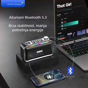 Qingyue S26 Bluetooth zvučnik s dvostrukim Hi‑Fi pogonima, izlaz 10W, ugrađena baterija 2000–4000mAh, Bluetooth 5.3, 100Hz–20kHz, SNR ≥75dB