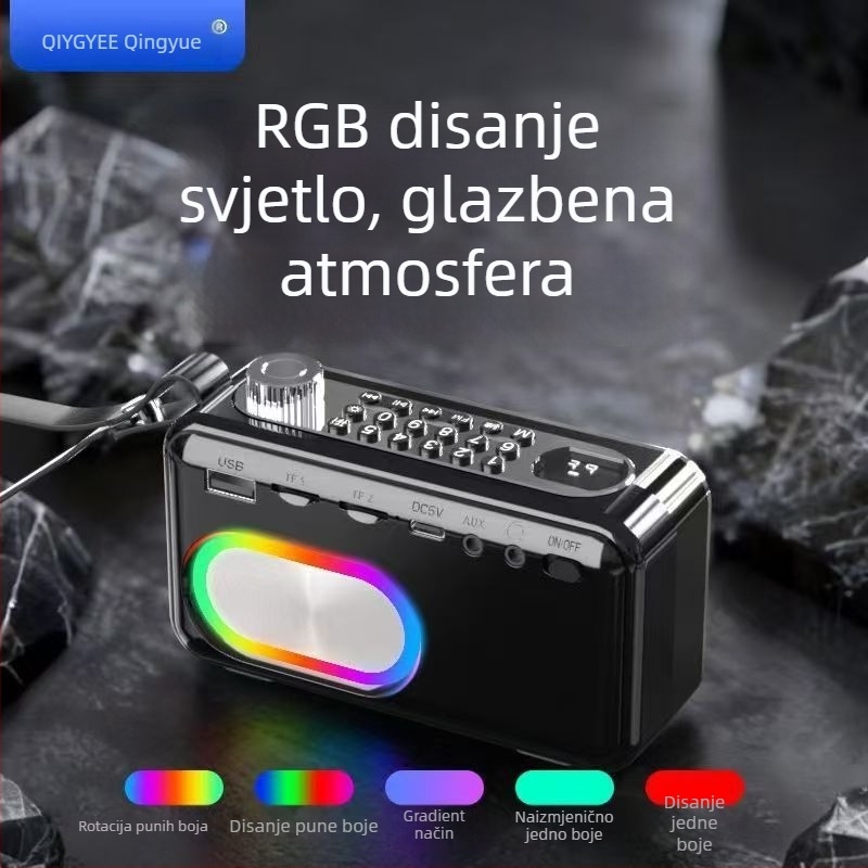 Qingyue S26 Bluetooth zvučnik s dvostrukim Hi‑Fi pogonima, izlaz 10W, ugrađena baterija 2000–4000mAh, Bluetooth 5.3, 100Hz–20kHz, SNR ≥75dB
