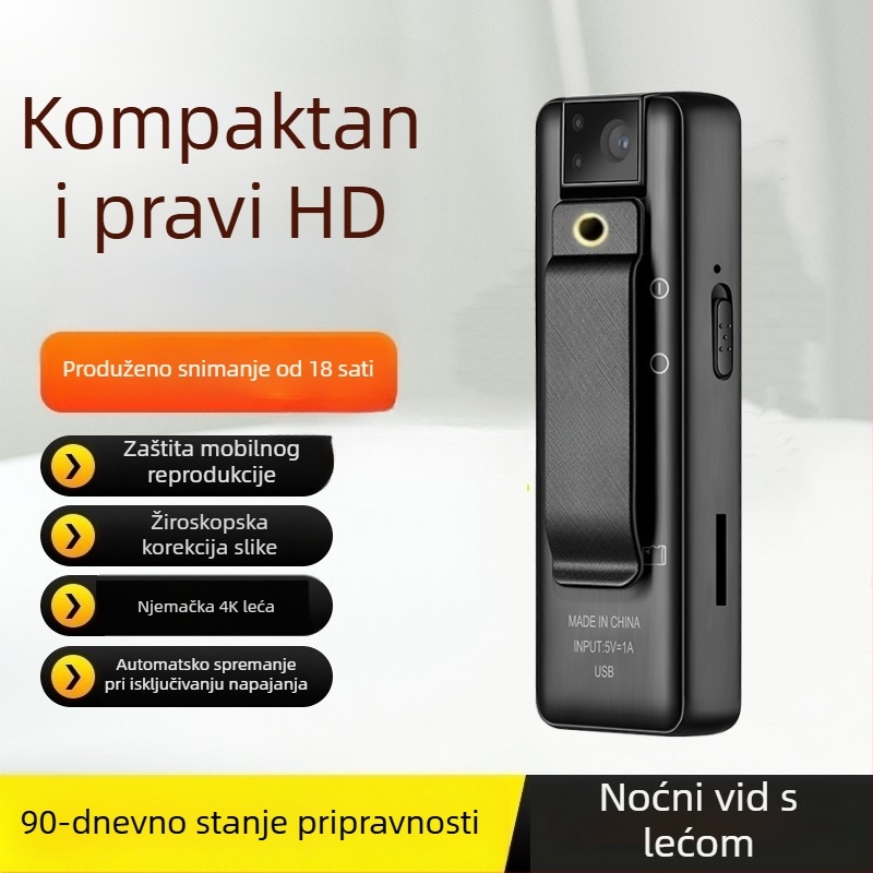 4K džepna akcijska kamera s videorekorderom, ultra dugo trajanje pripravnosti za nadzor i snimanje tijekom vožnje bicikla