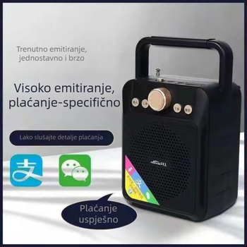 Prijenosni Bluetooth zvučnik s ugrađenim mikrofonom i radio | 15W izlaz, frekvencijski raspon 100 Hz–20 kHz, SNR ≥75 dB, baterija 4000–6000 mAh, domet 10 m
