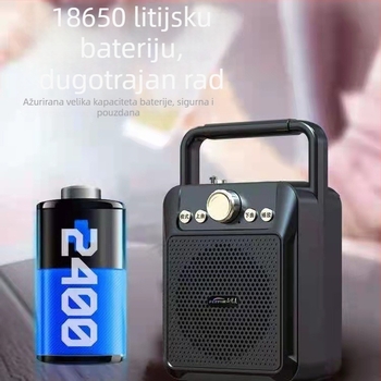 Prijenosni Bluetooth zvučnik s ugrađenim mikrofonom i radio | 15W izlaz, frekvencijski raspon 100 Hz–20 kHz, SNR ≥75 dB, baterija 4000–6000 mAh, domet 10 m