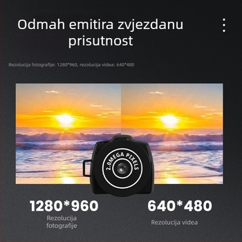 Y2000 Dječja akcijska kamera – 720p video i fotografije, ABS kućište, TF kartica, trajanje baterije 1–2 h, bez LCD zaslona