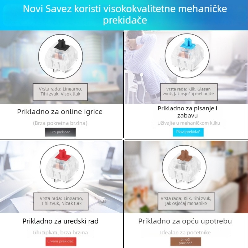 Xinmeng K918 Mehanička tipkovnica 104 tipke, žičana, s pozadinskim osvjetljenjem