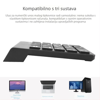 Bežična 18-tipkovna brojčana tipkovnica USB, vodootporan mehanički dizajn