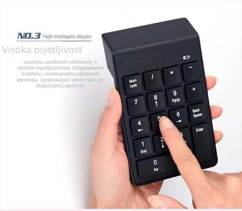 Bežična 18-tipkovna brojčana tipkovnica USB, vodootporan mehanički dizajn