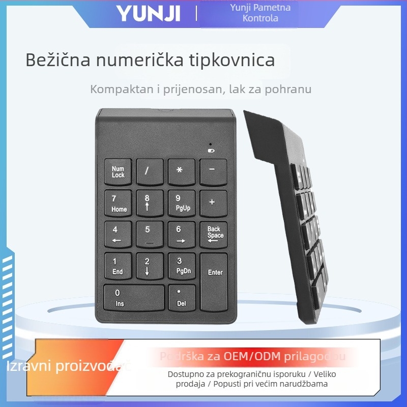 Bežična 18-tipkovna brojčana tipkovnica USB, vodootporan mehanički dizajn